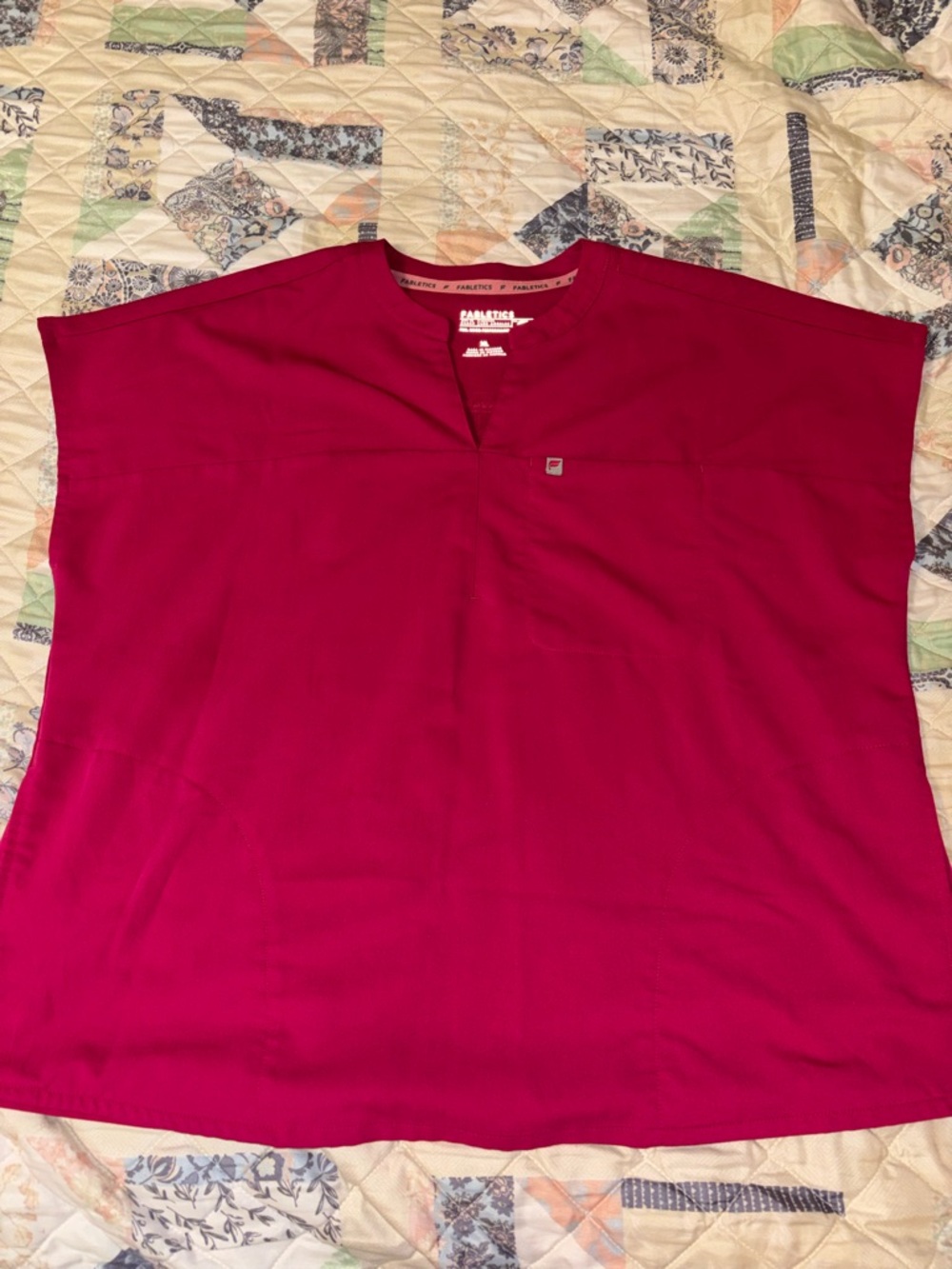 Fabletics Women's Short Sleeve Tee and Flare Leg Pants in Magenta